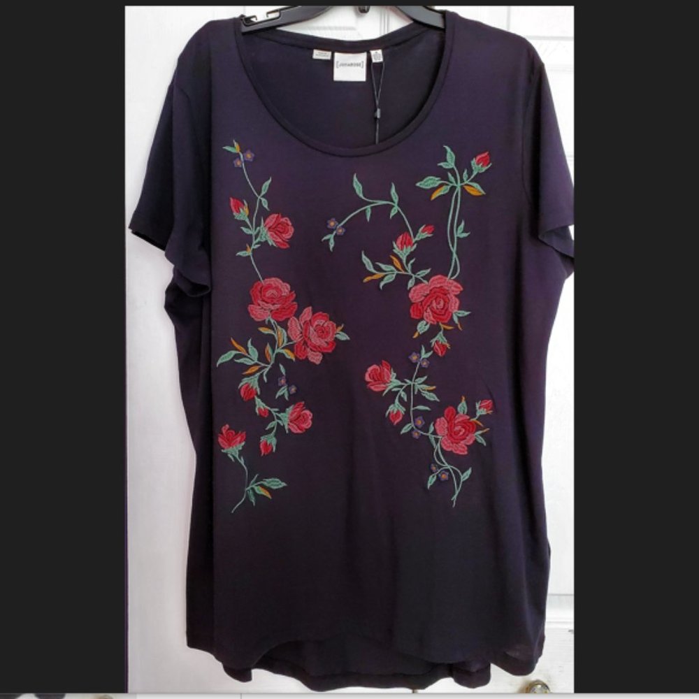 Junarose "Green My Way" ORGANIC Cotton Boho Embroidered Top (Medium)
